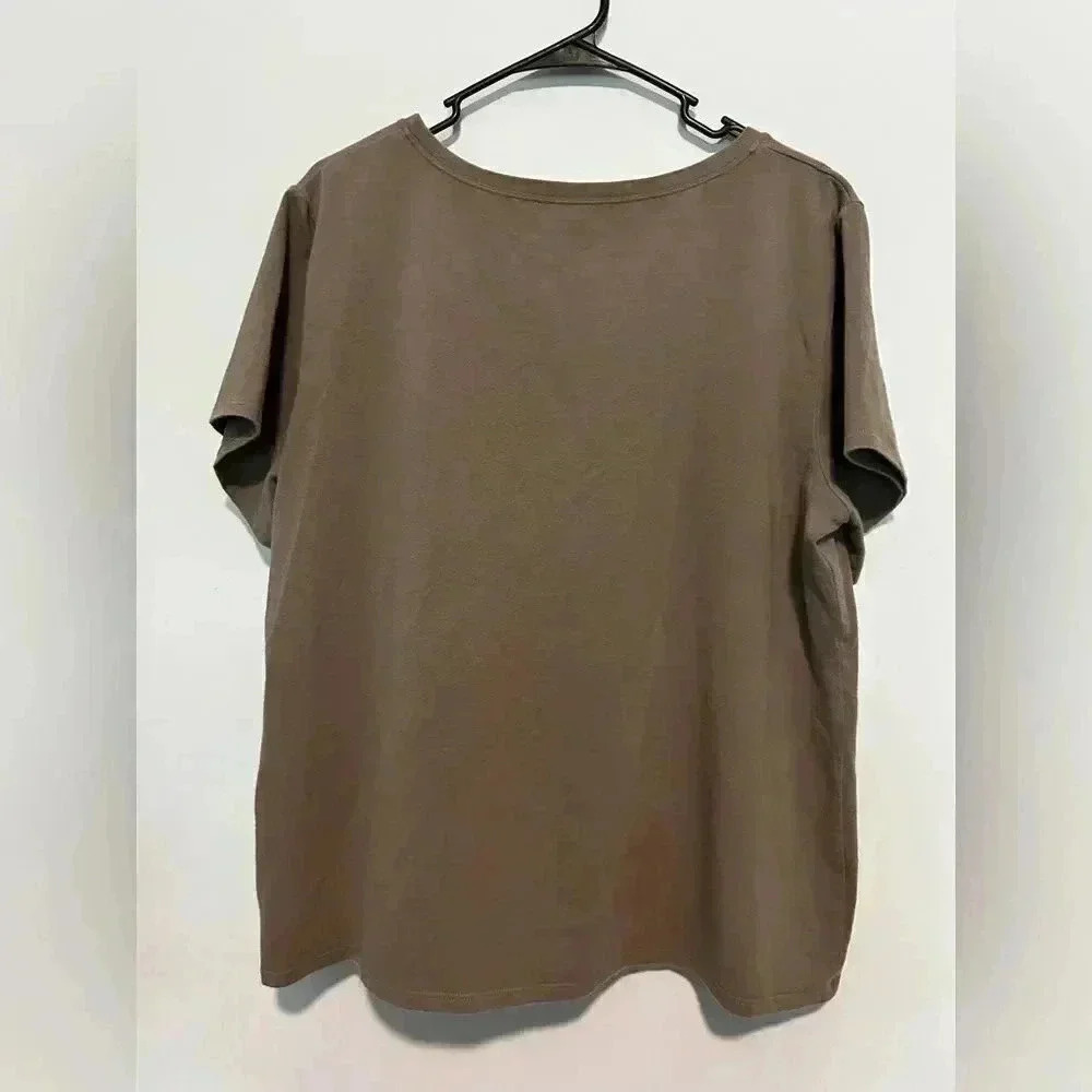 Eileen Fisher Womens Gray Top Short Sleeve size 1x cotton/Lycra Pit- 22'' - Picture 4 of 4
